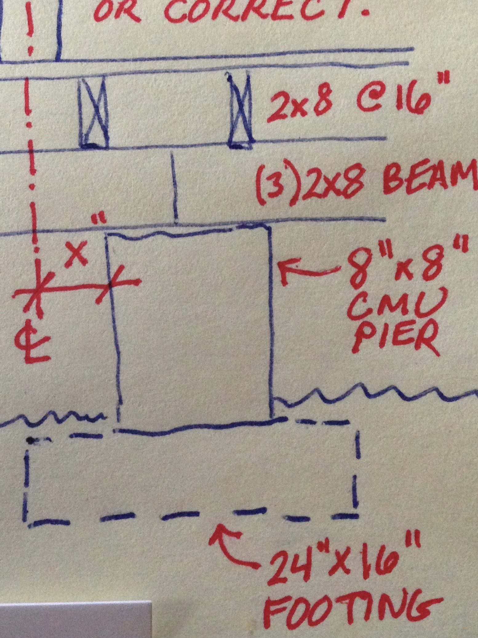 architectural sketch drawing to add a new pier under the house